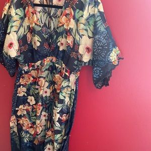 Johnny Was Navy background Light Weight Silk